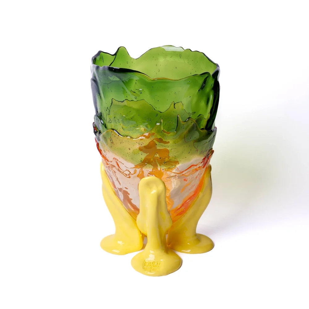 Clear Vase Extra Colour - Clear Bottle Green, Clear Light Ruby And Matt Pastel Yellow