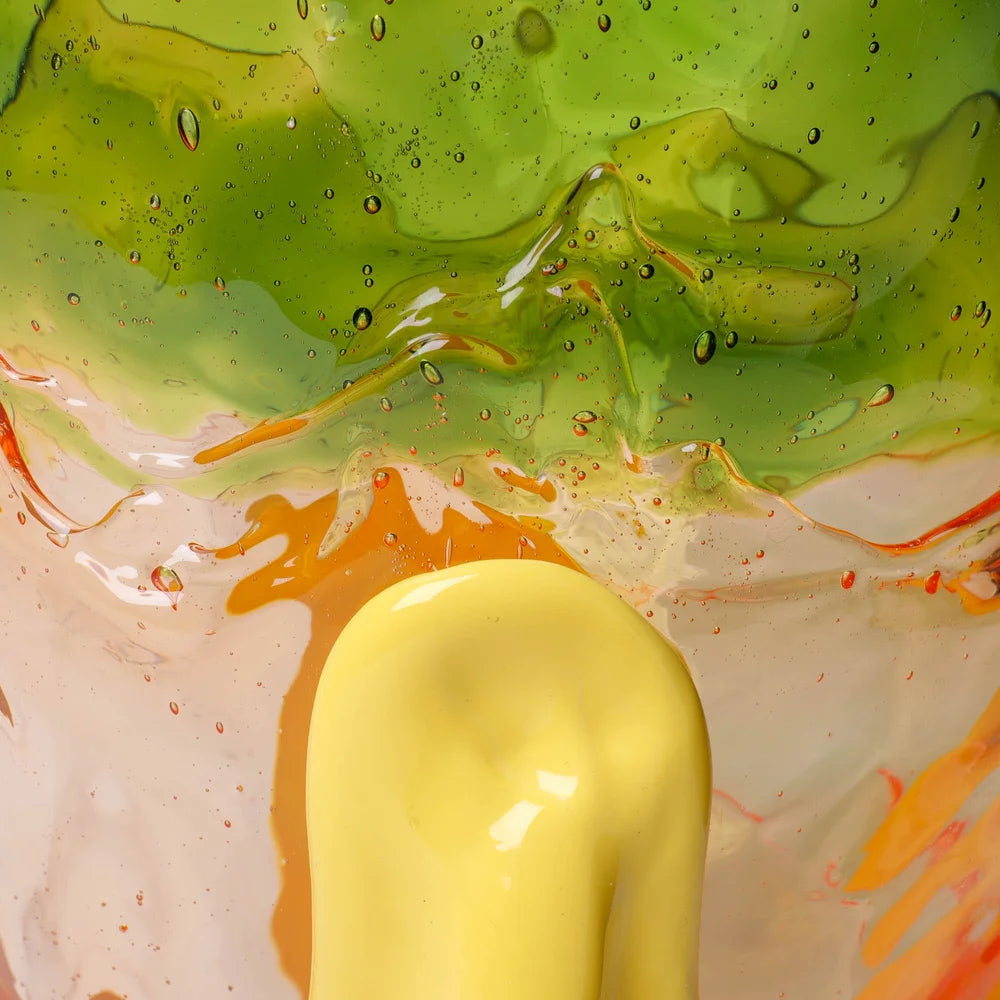 Clear Vase Extra Colour - Clear Bottle Green, Clear Light Ruby And Matt Pastel Yellow