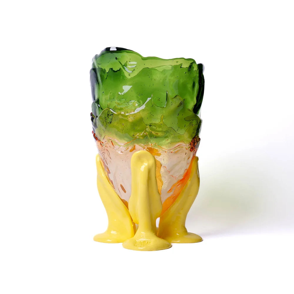 Clear Vase Extra Colour - Clear Bottle Green, Clear Light Ruby And Matt Pastel Yellow