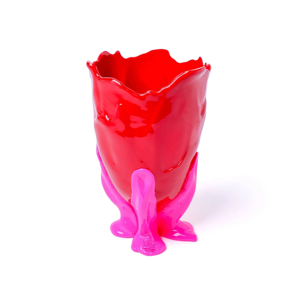 Clear Vase - Matt Red, Fluo Fuchsia