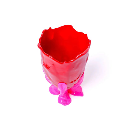 Clear Vase - Matt Red, Fluo Fuchsia
