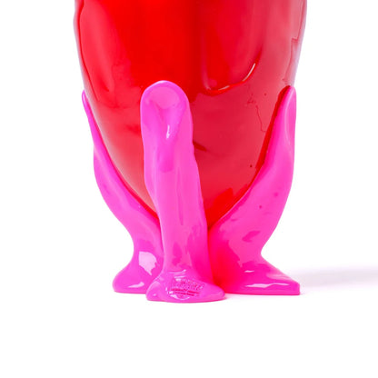 Clear Vase - Matt Red, Fluo Fuchsia