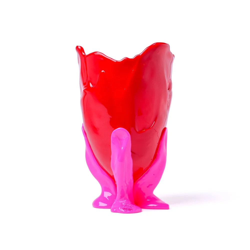 Clear Vase - Matt Red, Fluo Fuchsia