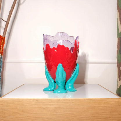 Clear Vase Extra Colour - Clear Lilac, Matt Red And Turquoise