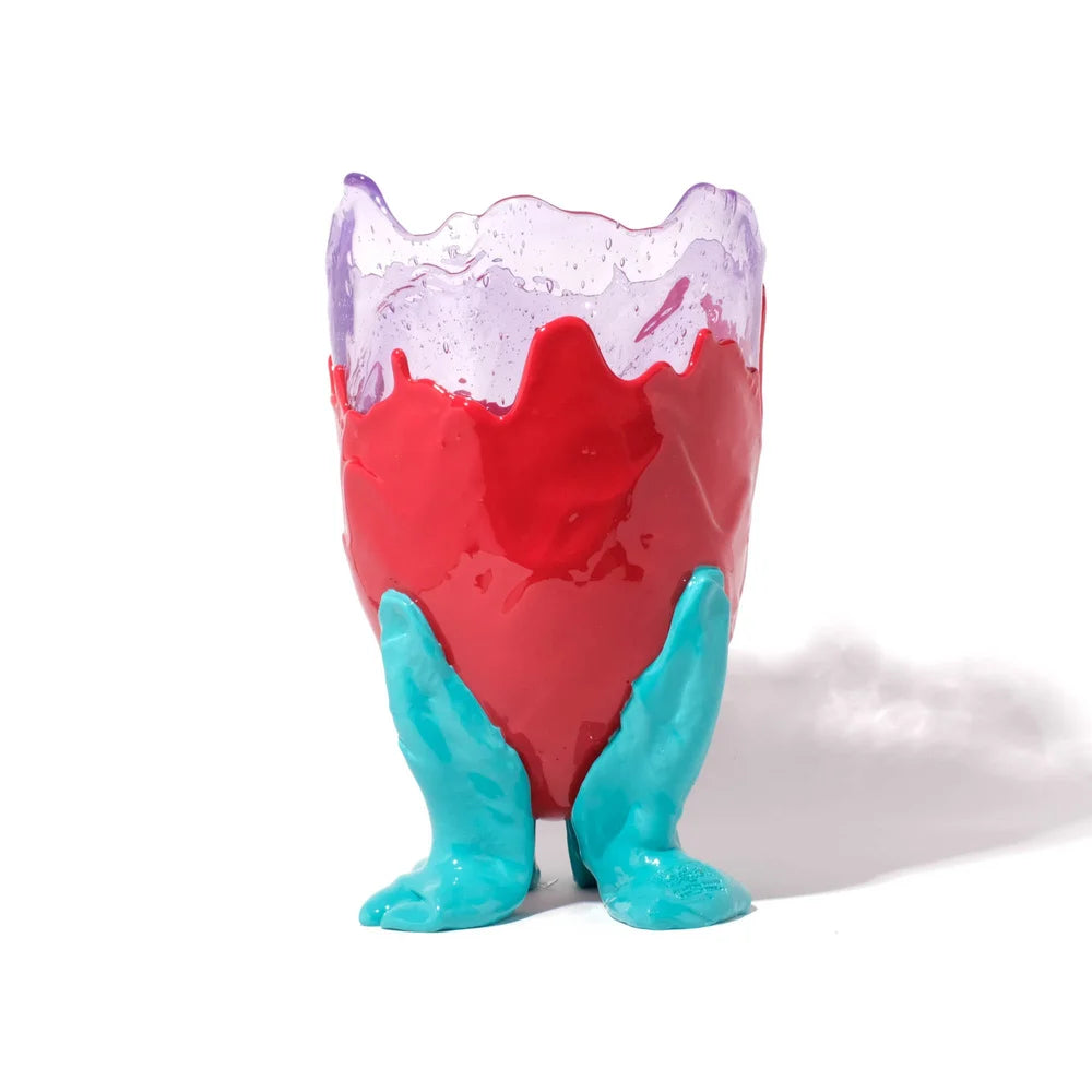 Clear Vase Extra Colour - Clear Lilac, Matt Red And Turquoise