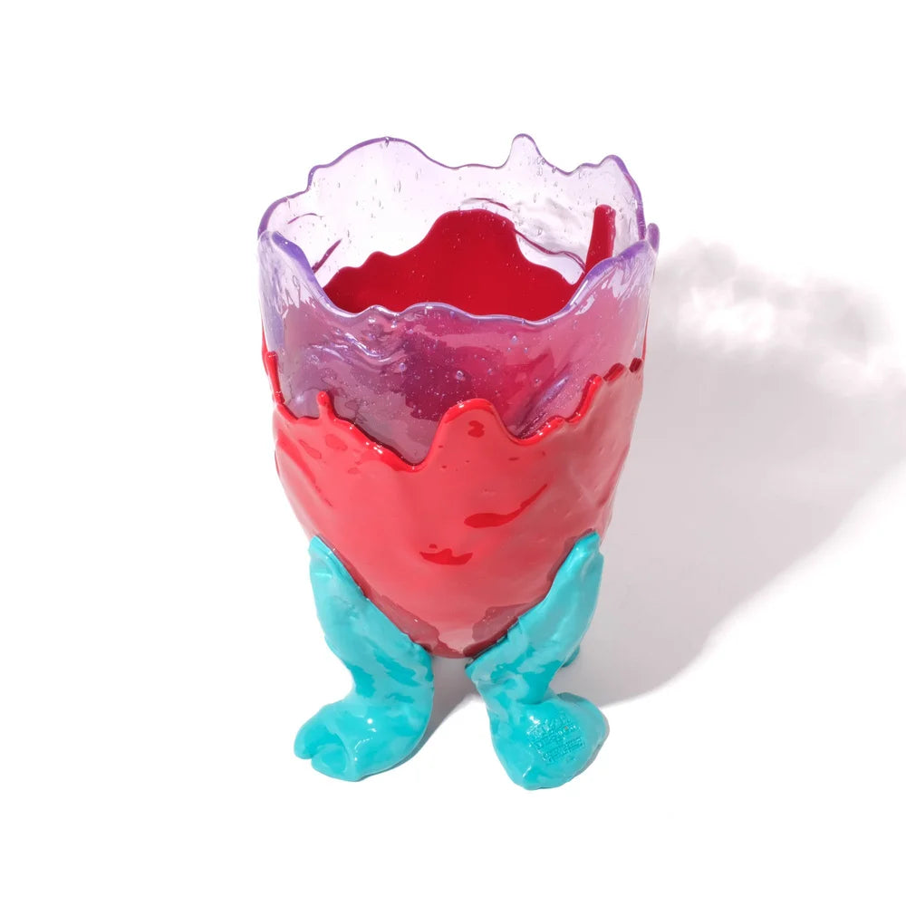 Clear Vase Extra Colour - Clear Lilac, Matt Red And Turquoise