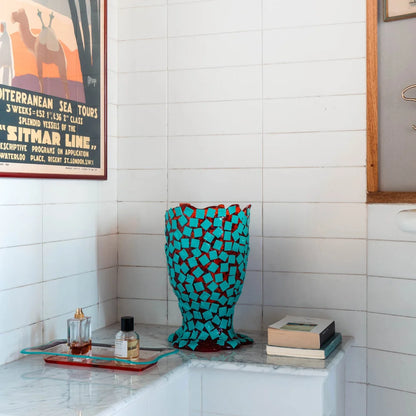 Rock Vase - Clear Orange, Turquoise