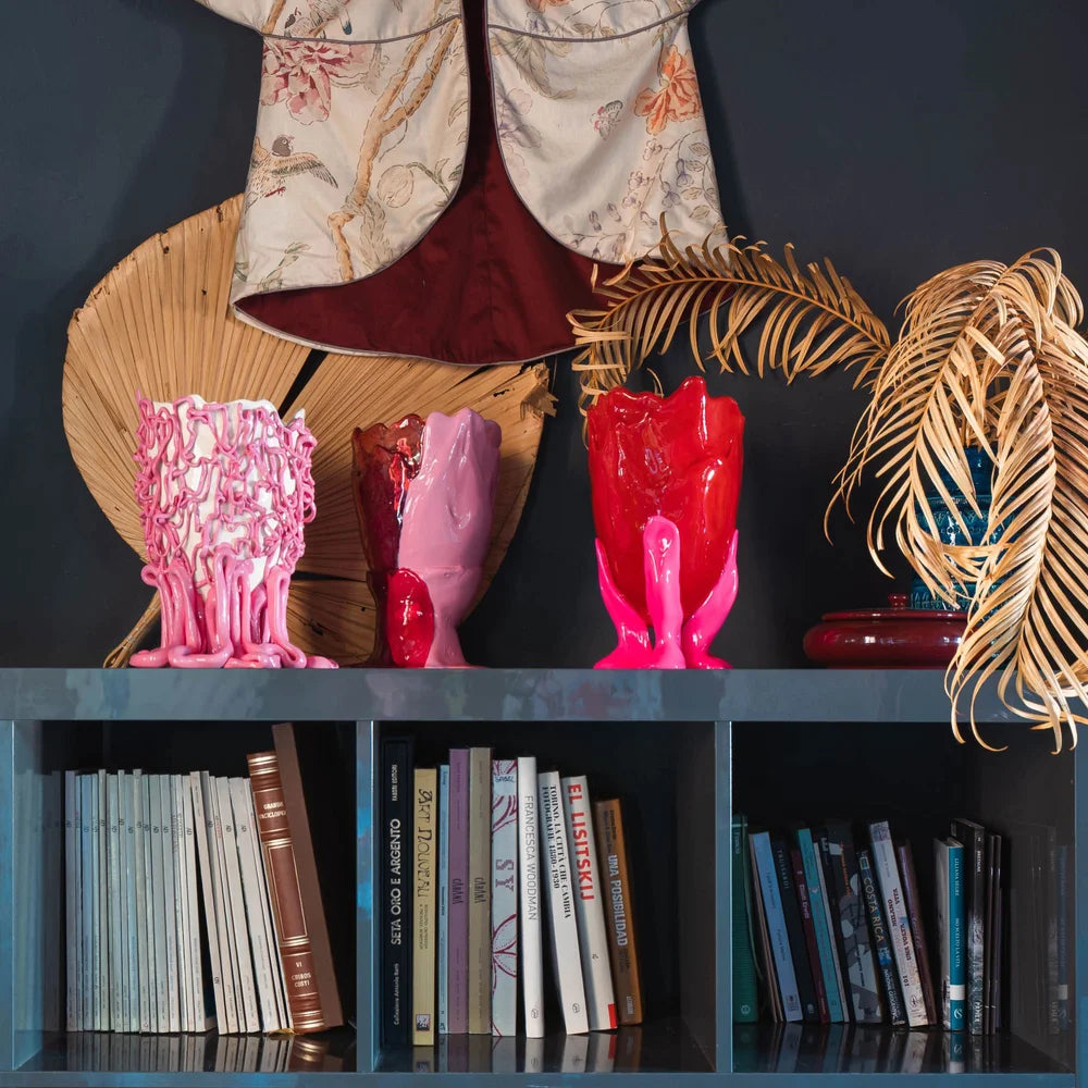 Clear Vase - Matt Red, Fluo Fuchsia