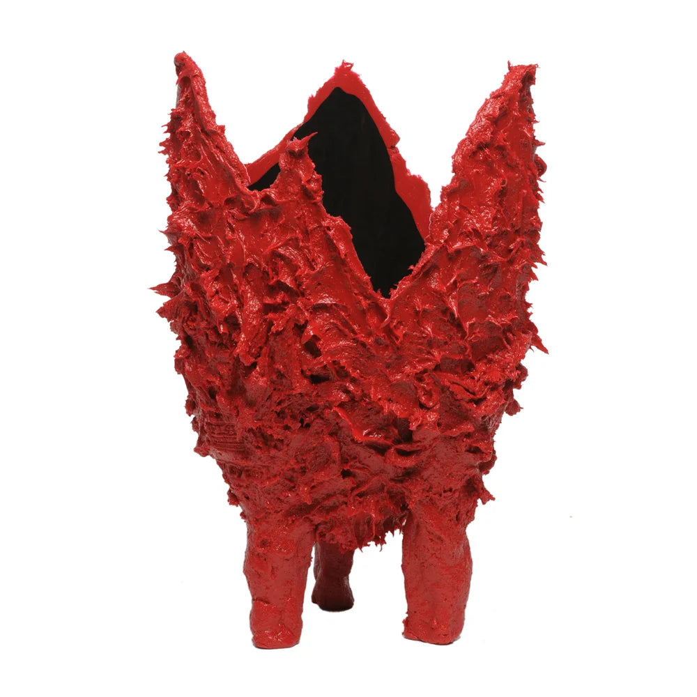 Lava Vase - Matt Red, Black
