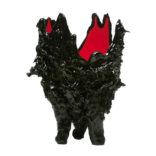 Lava Vase - Matt Black, Red