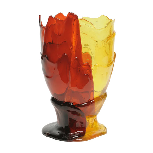 Twins C Vase - Clear Yellow, Dark Ruby