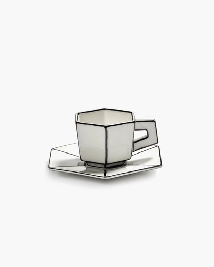 Espresso Cup & Saucer White Black