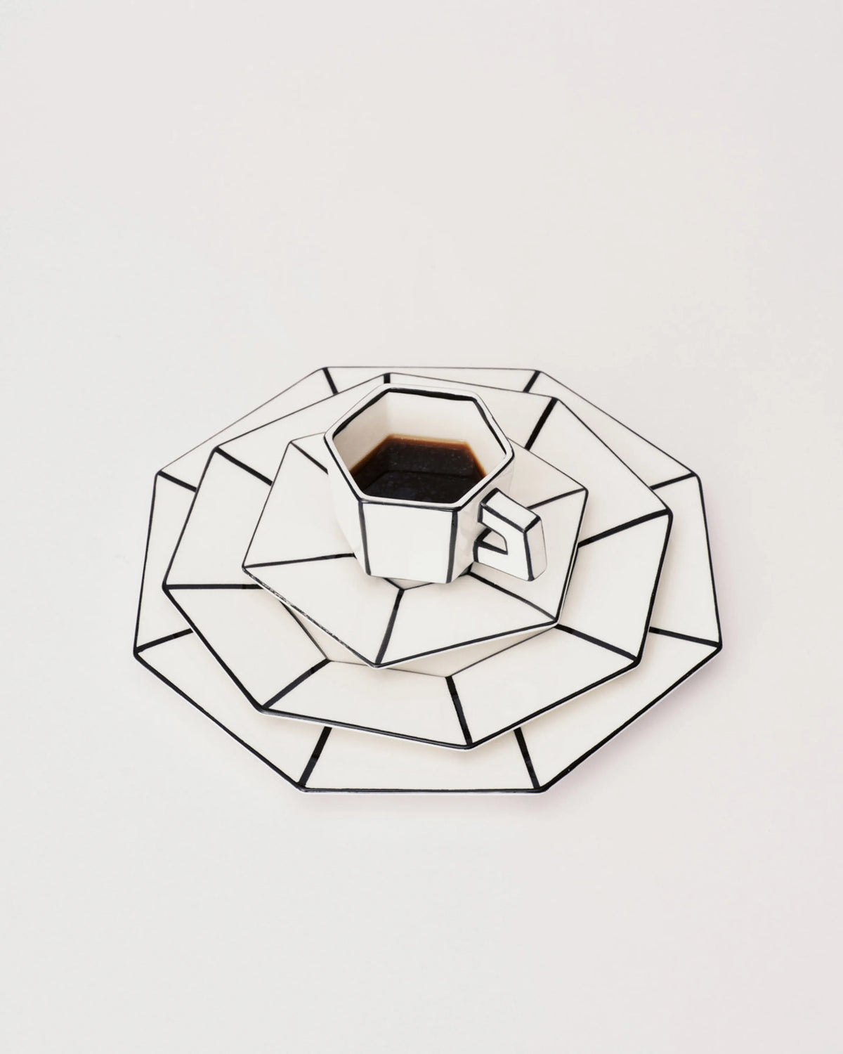 Espresso Cup & Saucer White Black