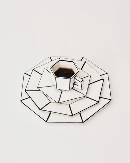 Espresso Cup & Saucer White Black