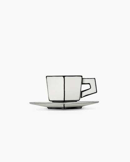 Espresso Cup & Saucer White Black