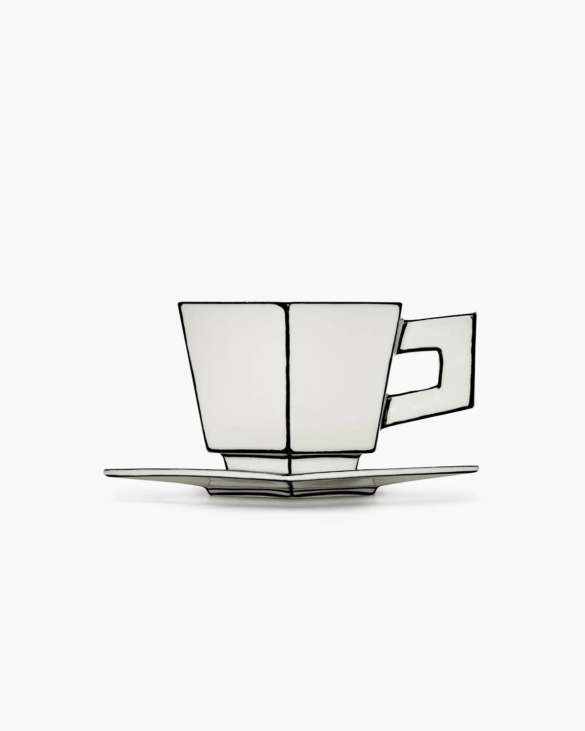 Cappuccino Cup & Saucer White Black