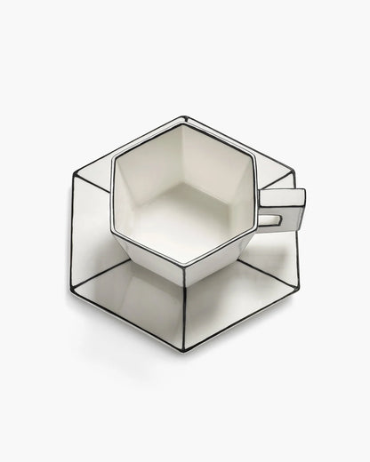 Cappuccino Cup & Saucer White Black