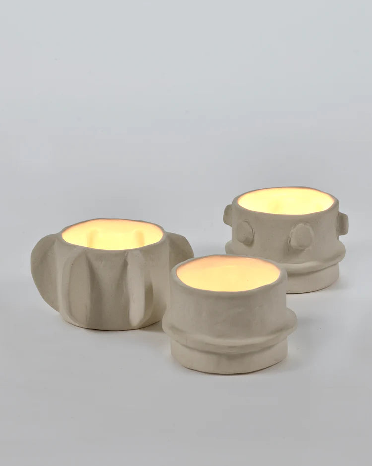 Tealight Holder Set – Beige Molly (Set of 3)
