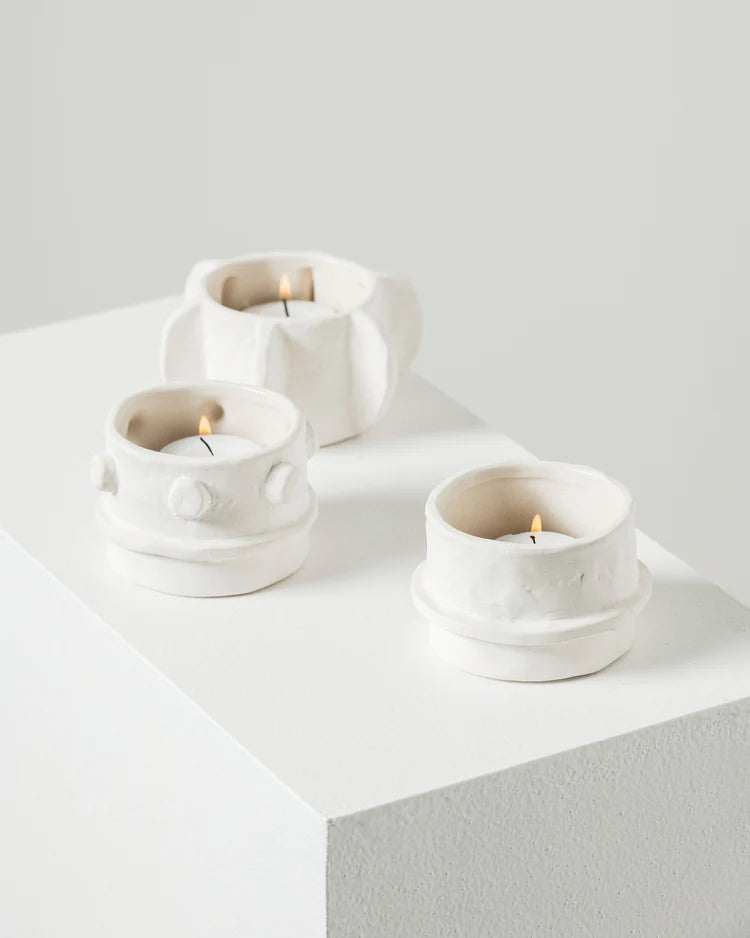 Tealight Holder Set – Beige Molly (Set of 3)