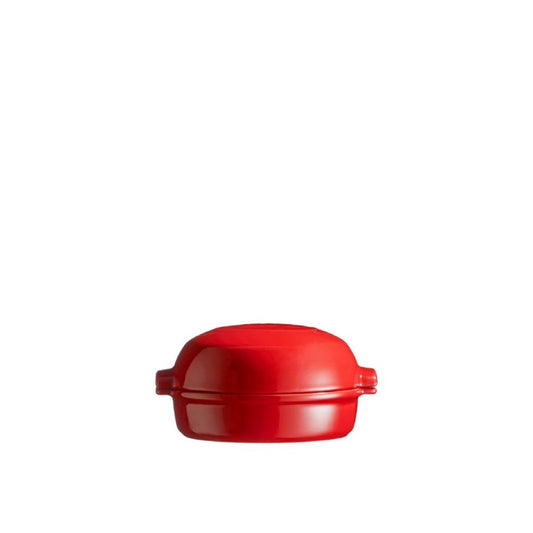 Emile Henry Cheese Baker-Red ceramic dish on a white background