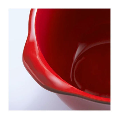 Emile Henry Gratin Bowl, 14cm-Close-up of a red ceramic bowl on a white background