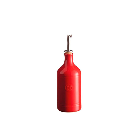 Emile Henry Oil Cruet-Red bottle with a nozzle on a white background