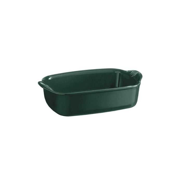 Emile Henry Rectangular Oven Dish-Green rectangular baking dish on a white background