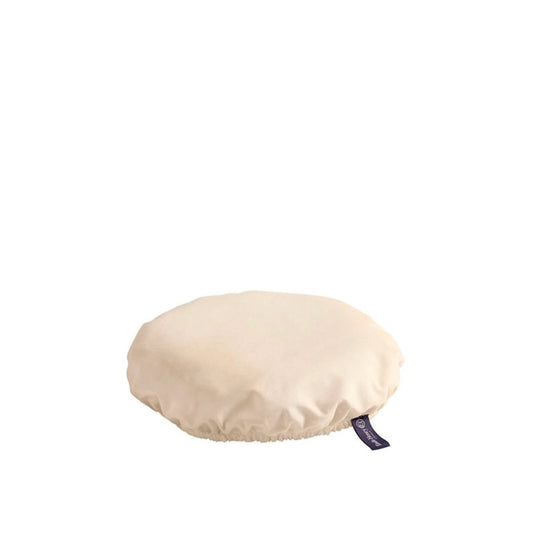 Emile Henry Reusable Organic Cotton Cover-Beige travel pillow on a white background