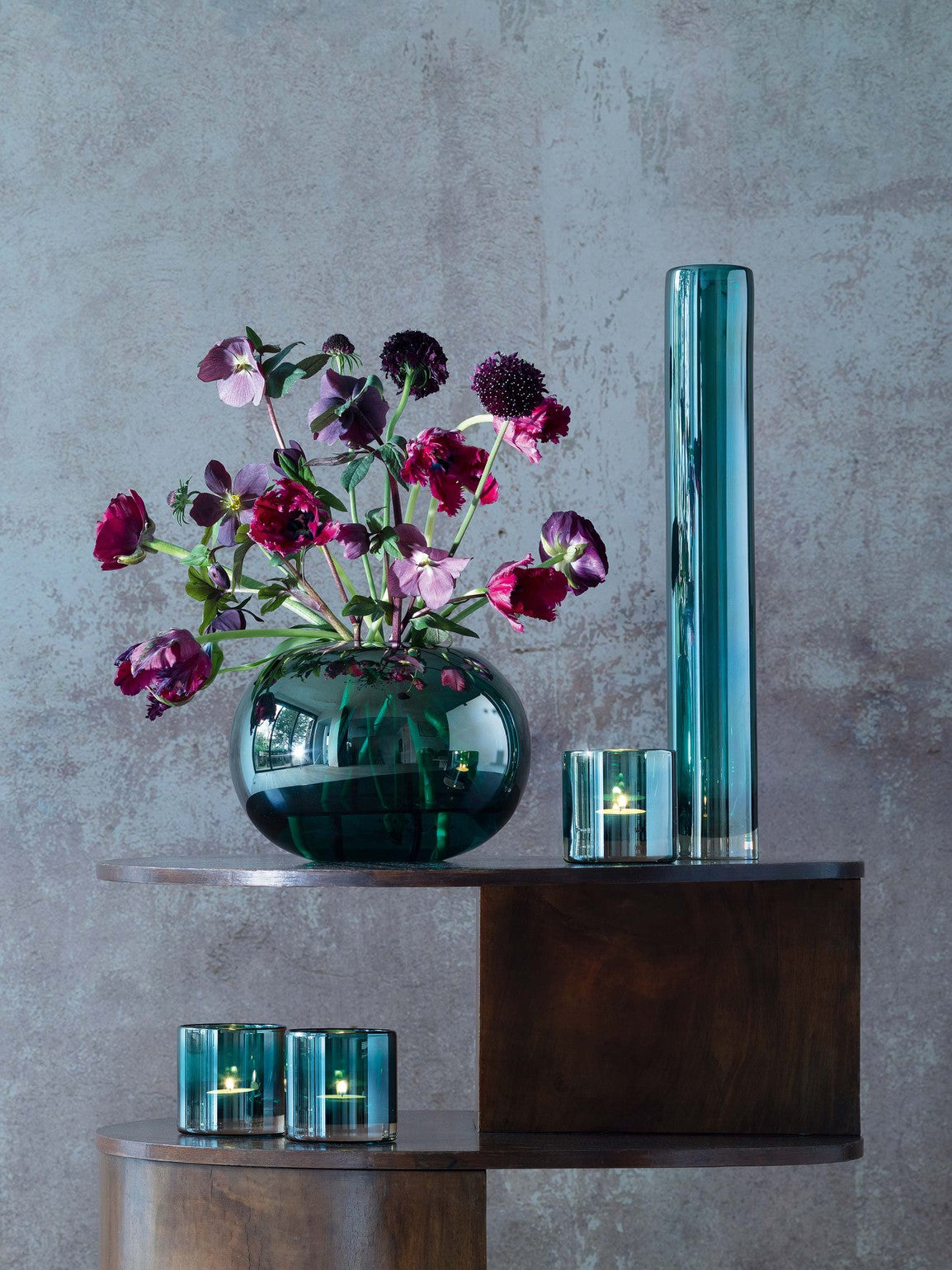 Elegant glass vase, flower vase