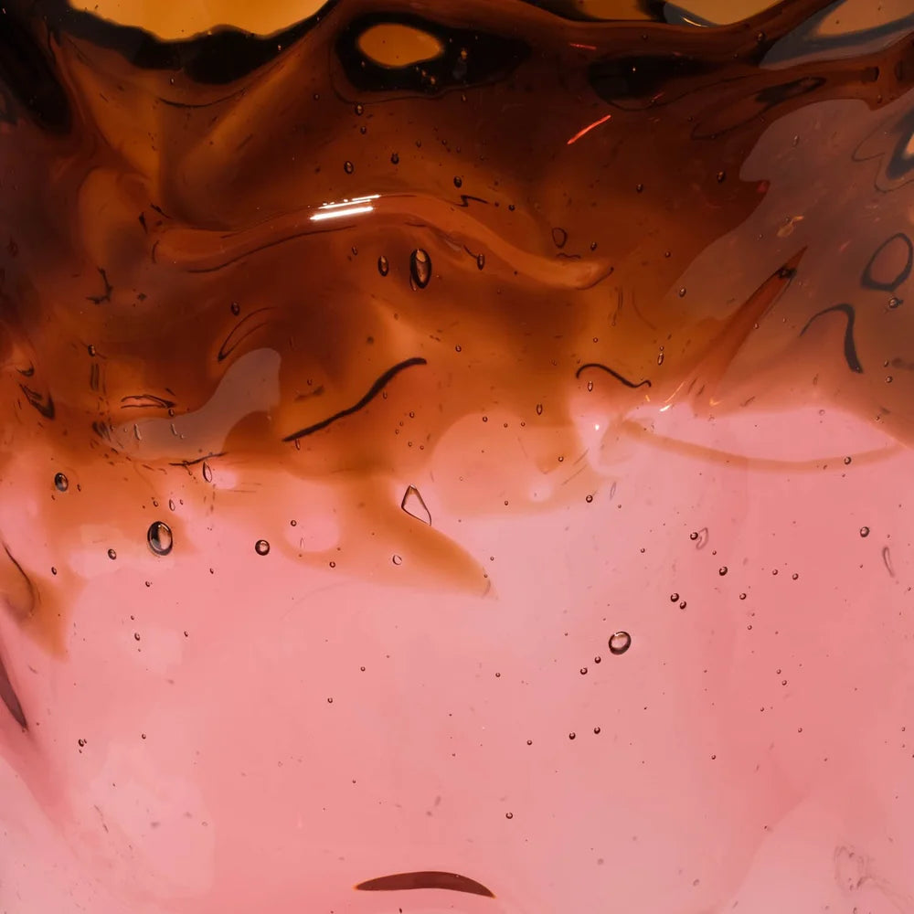 Flower Vase - Clear Brown, Clear Antique Pink And Matt Pastel Yellow