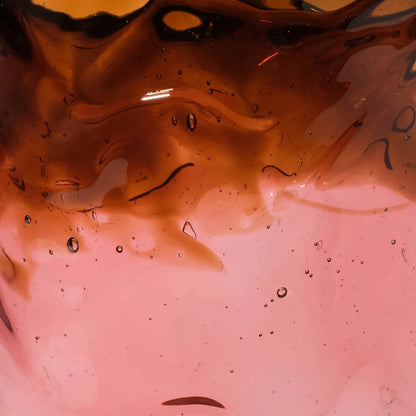 Flower Vase - Clear Brown, Clear Antique Pink And Matt Pastel Yellow