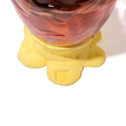 Flower Vase - Clear Brown, Clear Antique Pink And Matt Pastel Yellow