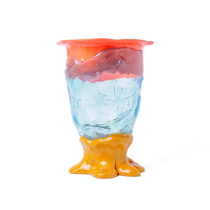 Flower Vase - Pastel Orange, Clear Aqua, Ochre