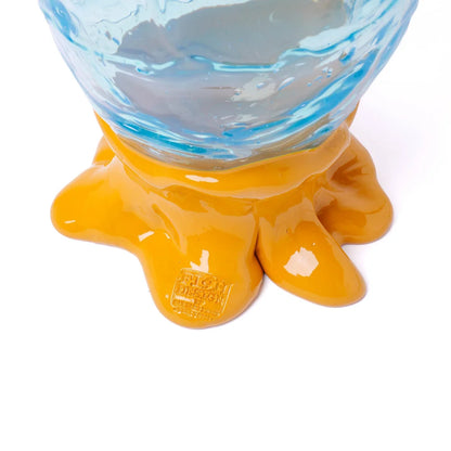 Flower Vase - Pastel Orange, Clear Aqua, Ochre