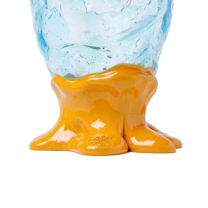 Flower Vase - Pastel Orange, Clear Aqua, Ochre
