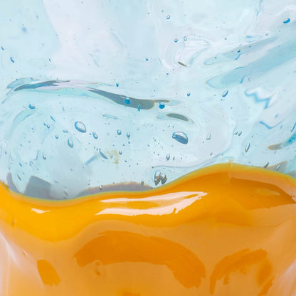 Flower Vase - Pastel Orange, Clear Aqua, Ochre