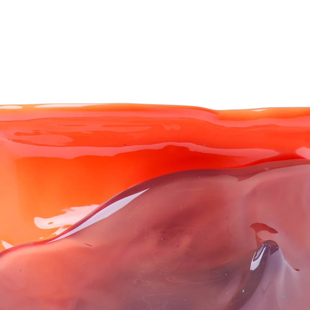 Flower Vase - Pastel Orange, Clear Aqua, Ochre