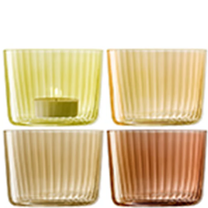 Gems Tealight Holder H6cm Assorted Amber x 4