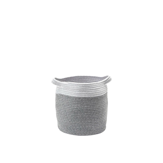 Gray woven basket on a white background