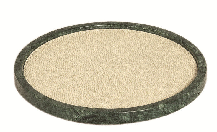 Polo Marmo Stackable Marble Valet Tray with Leather Insert Round S