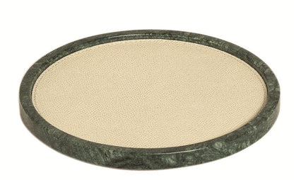 Polo Marmo Stackable Marble Valet Tray with Leather Insert Round S