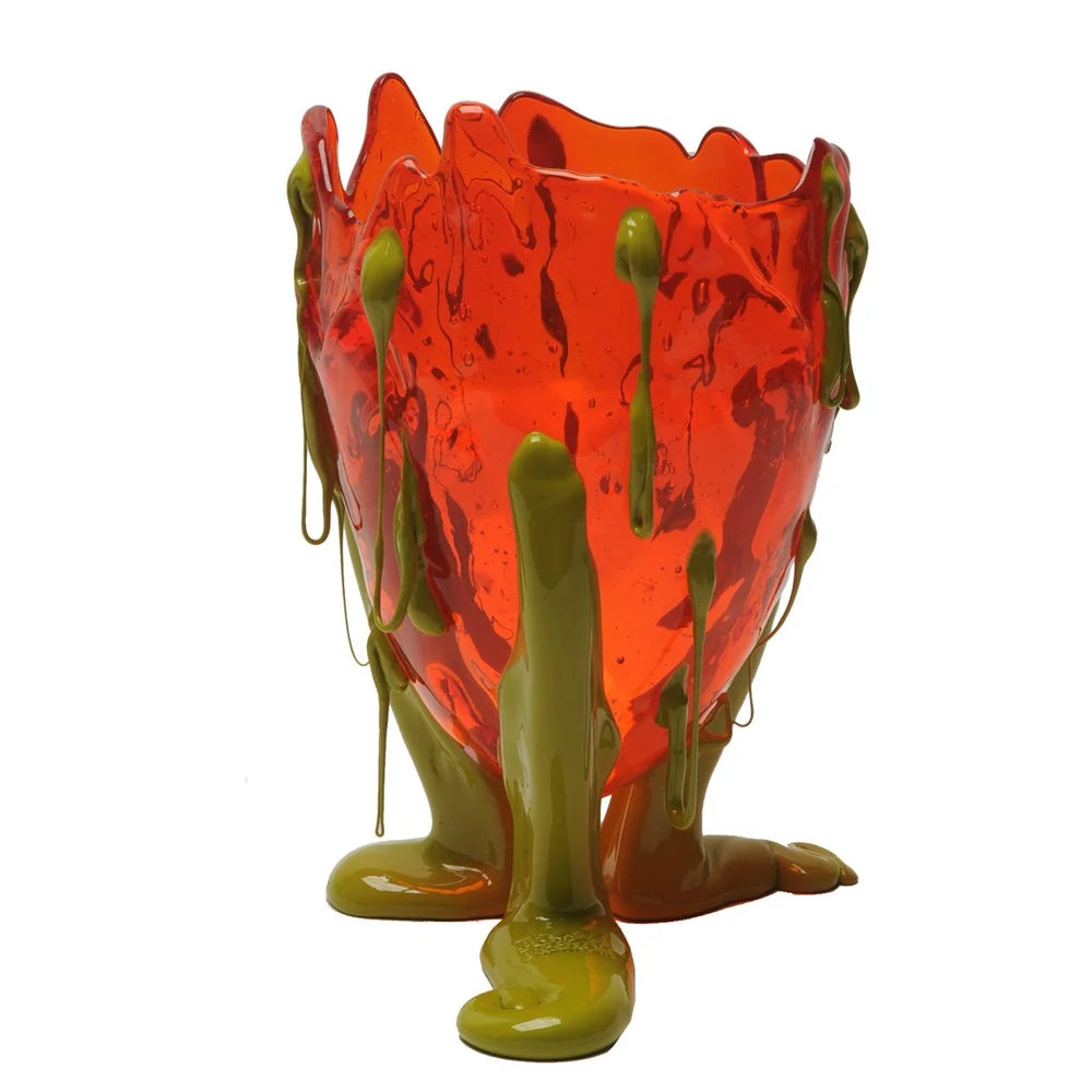 Clear Special Vase - Clear Orange, Matt Dusty Green