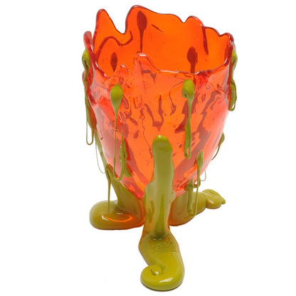 Clear Special Vase - Clear Orange, Matt Dusty Green