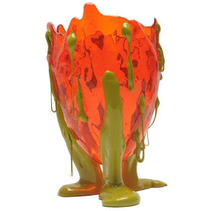 Clear Special Vase - Clear Orange, Matt Dusty Green