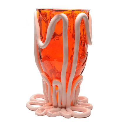 Indian Summer Vase - Clear Orange And Matt Pastel Pink