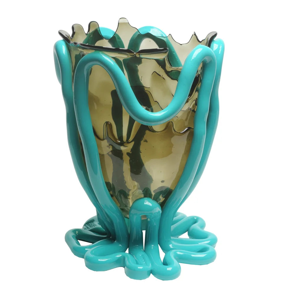 Indian Summer Vase - Clear Fumè And Matt Turquoise