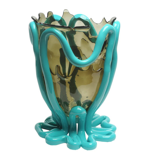 Indian Summer Vase - Clear Fumè And Matt Turquoise