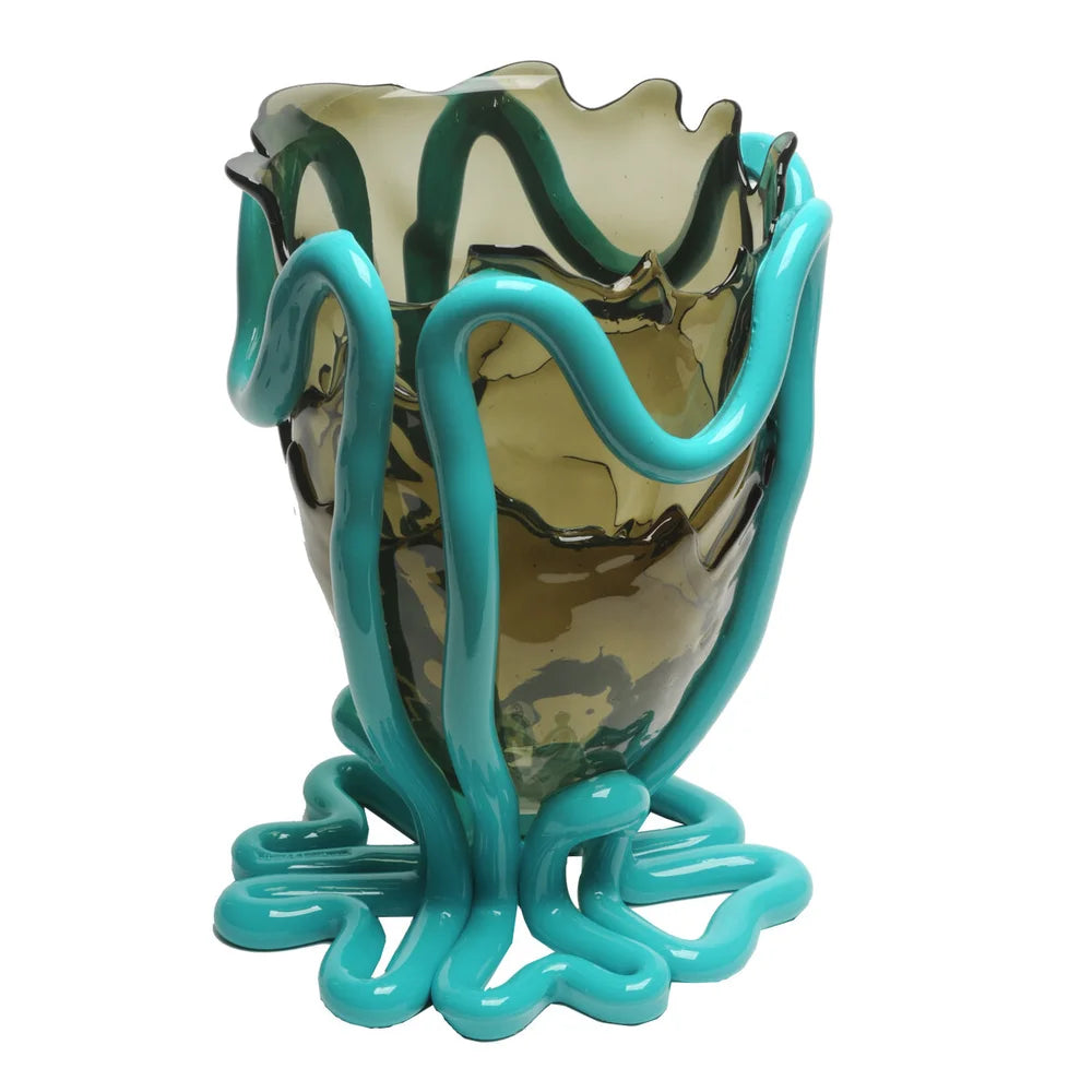 Indian Summer Vase - Clear Fumè And Matt Turquoise