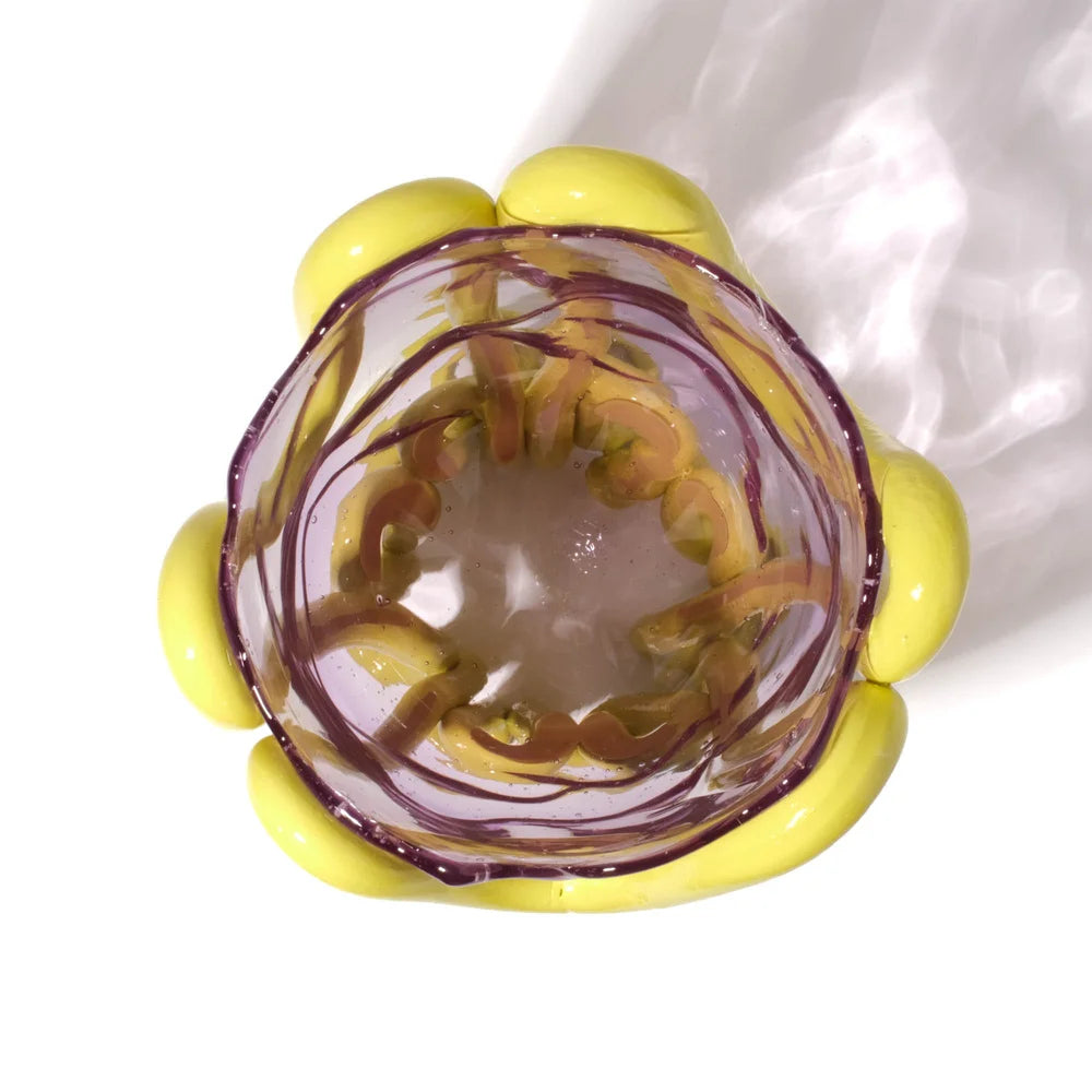 Indian Summer Vase - Clear Lilac And Matt Fluo Yellow