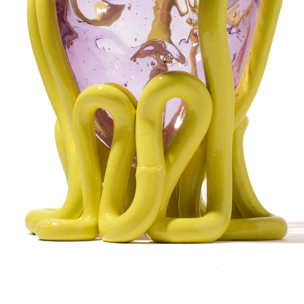 Indian Summer Vase - Clear Lilac And Matt Fluo Yellow
